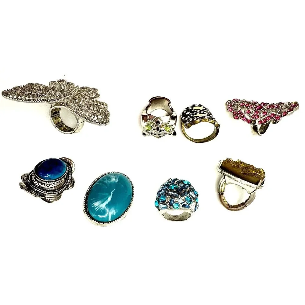 Ring Lot Fashion Butterfly Rhinestones Costume Stretch Adjustable